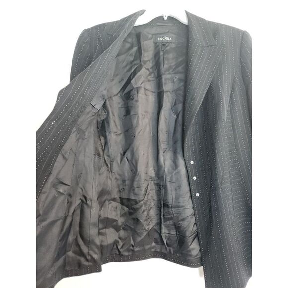 Escada Women Black 100% Pure New Wool 3 Button Blazer size EU44 or US 10 - Picture 6 of 11
